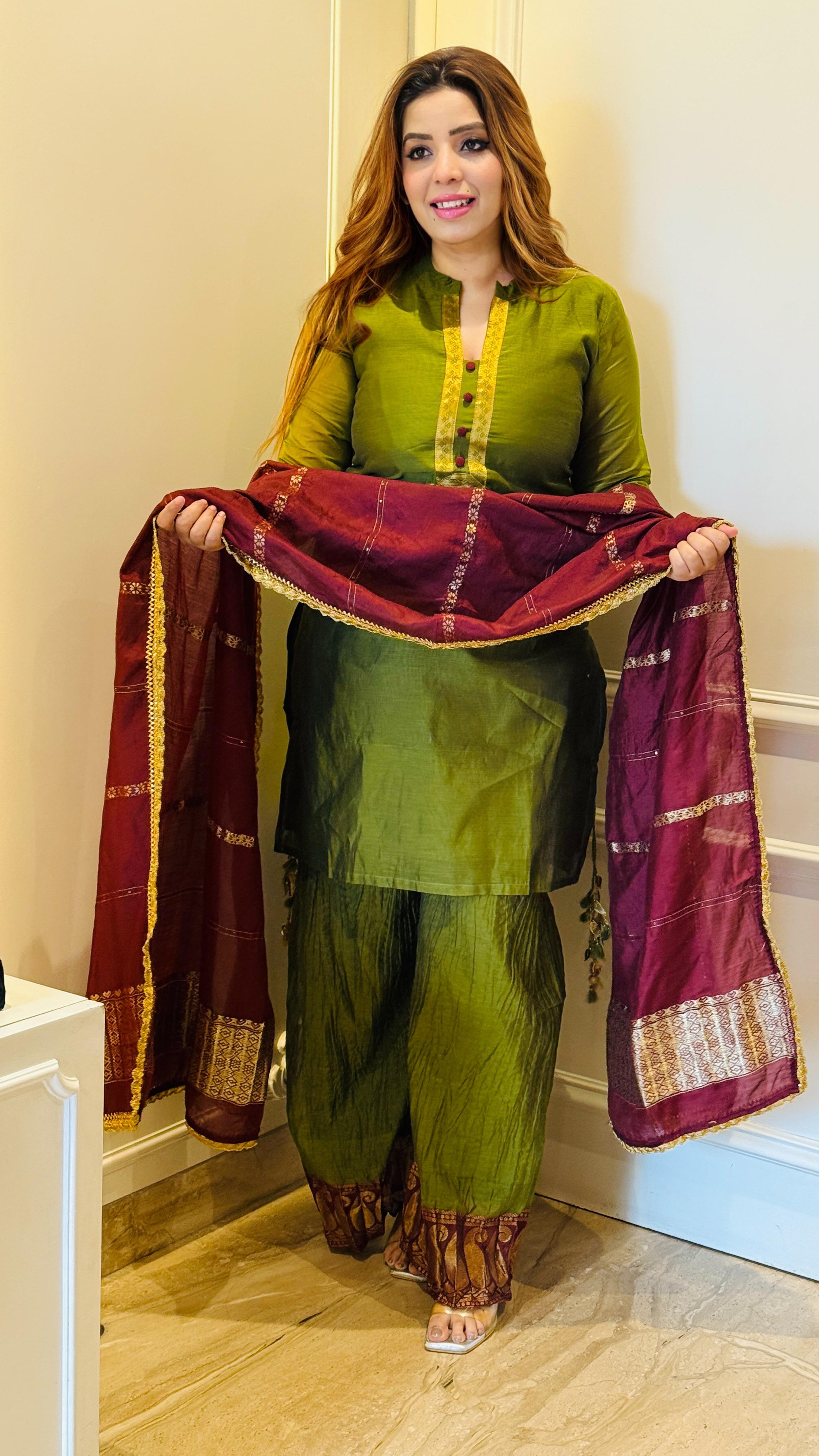 Banarasi Suit Set- Green